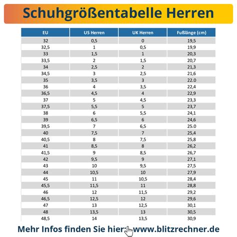 us schuhgrößen tabelle